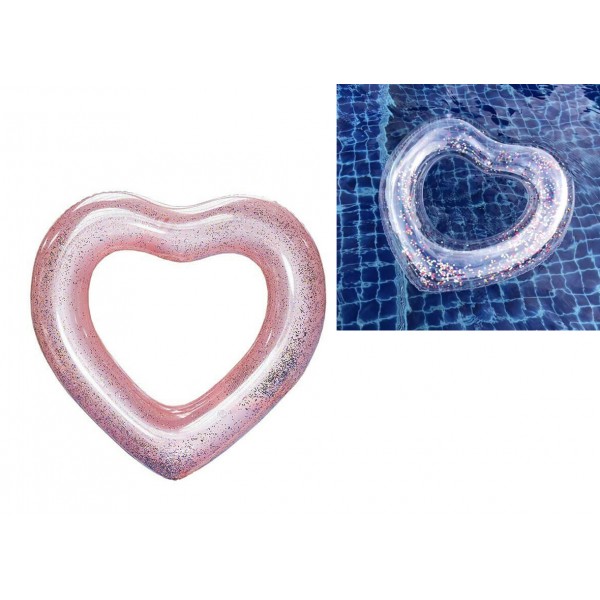 ΦΟΥΣΚΩΤΟ ΘΑΛΑΣΣΗΣ ΚΑΡΔΙΑ ΜΕ GLITTER ΡΟΖ / ΑΣΗΜΙ 9CM 1294-05